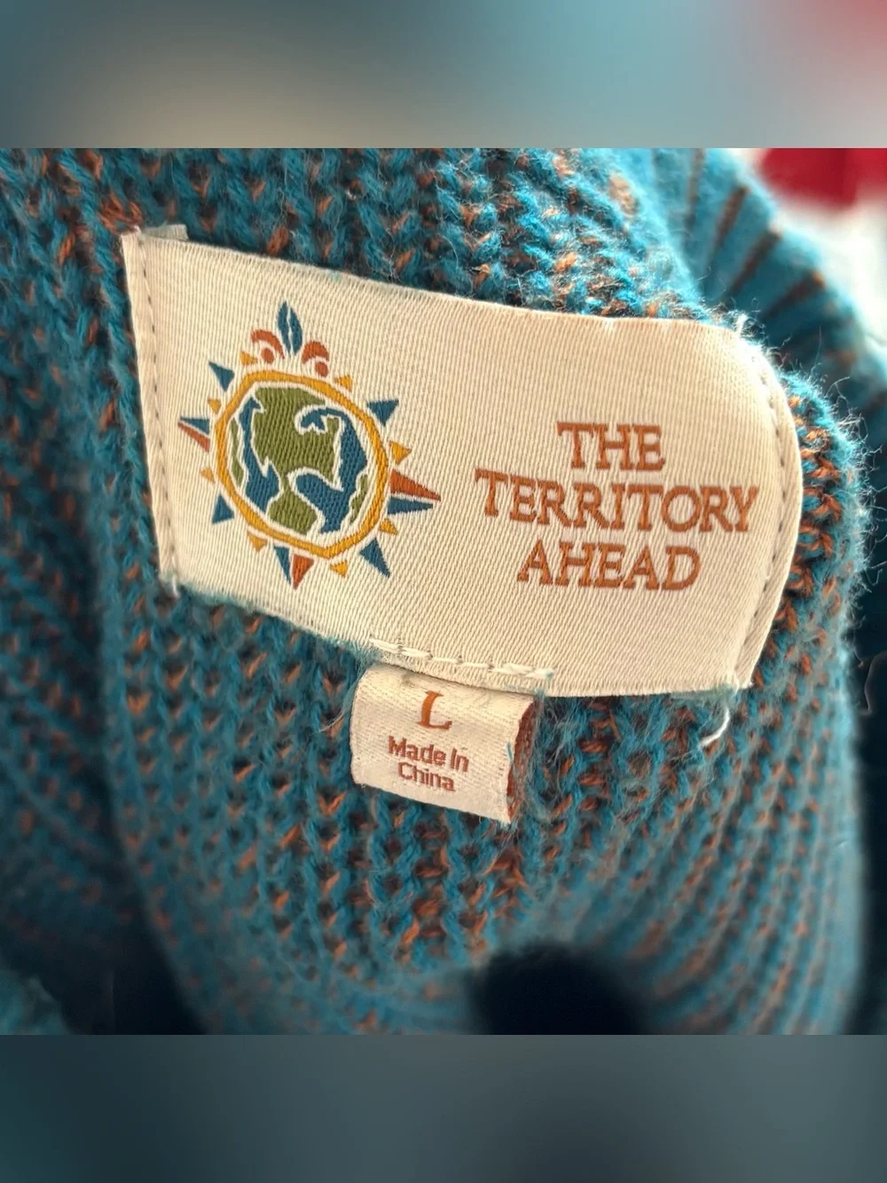 Vintage 90s Territory Ahead Chunky Ribbed Knit Sweater Mens L Blue Orange